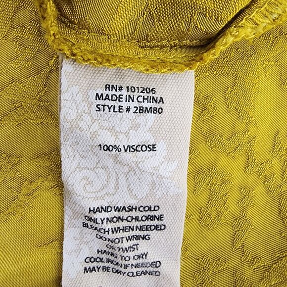 Soft Surrounding Top Blouse Women Medium Suranya Satin Gold Long Sleeve Jacquard - Picture 9 of 10